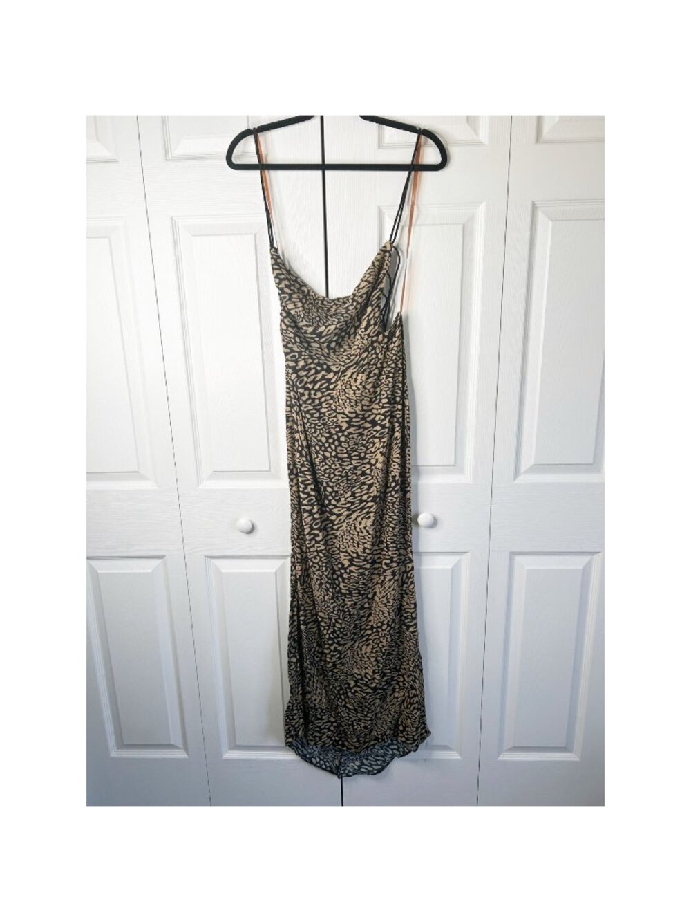 Fame & Partners Genesse Brown Black Leopard Print Maxi Dress Women's Size 10